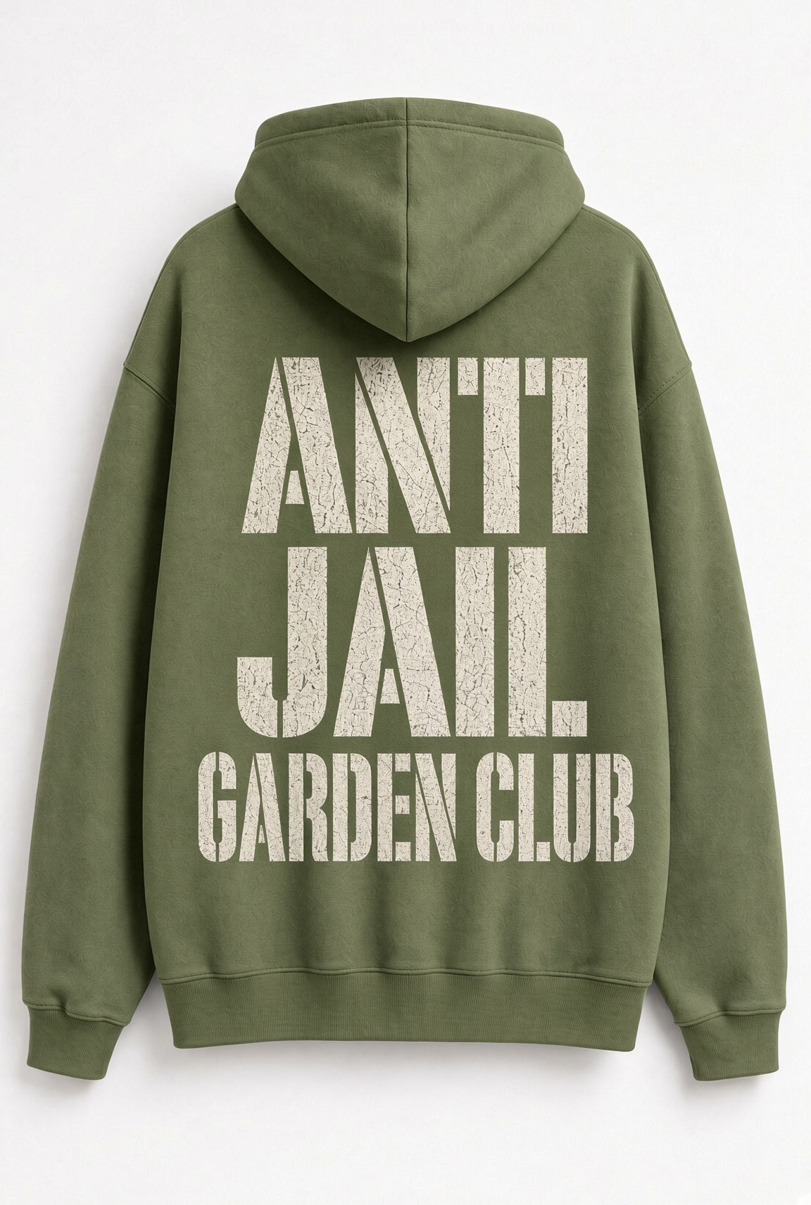 Anti Jail Garden Club Hoodie in Olive / Back Graphic
